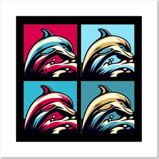 Dive into Delight: Pop Art Dolphin Print - Add Colorful Ocean Magic to Your Space! Posters and Art